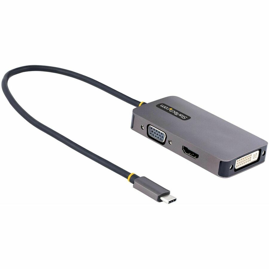 StarTech USB C Video Adapter, USB C to HDMI DVI VGA Adapter, 4K 60Hz, Aluminum, Video Display Adapter, USB Type C Travel Adapter