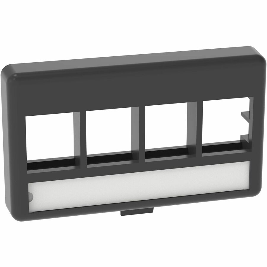 Panduit NetKey Furniture Faceplate, 4-Port, Black, Label Pocket