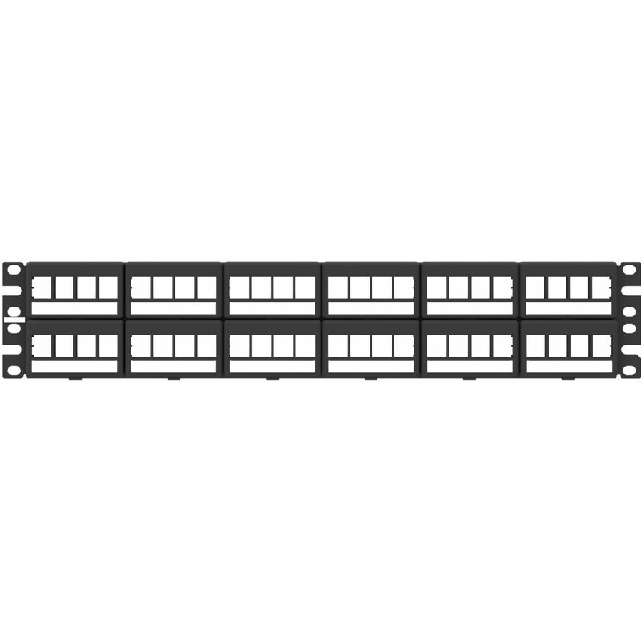 Panduit NetKey Patch Panel, Front Access, Flat, 48-Port, Black, Labels