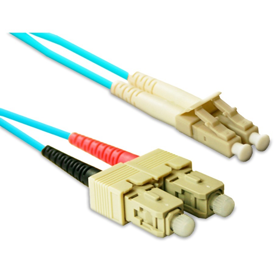 ENET SC to LC OM3 50/125 10G Plenum Rated Multimode Duplex Aqua Fiber Cable 1 Meter