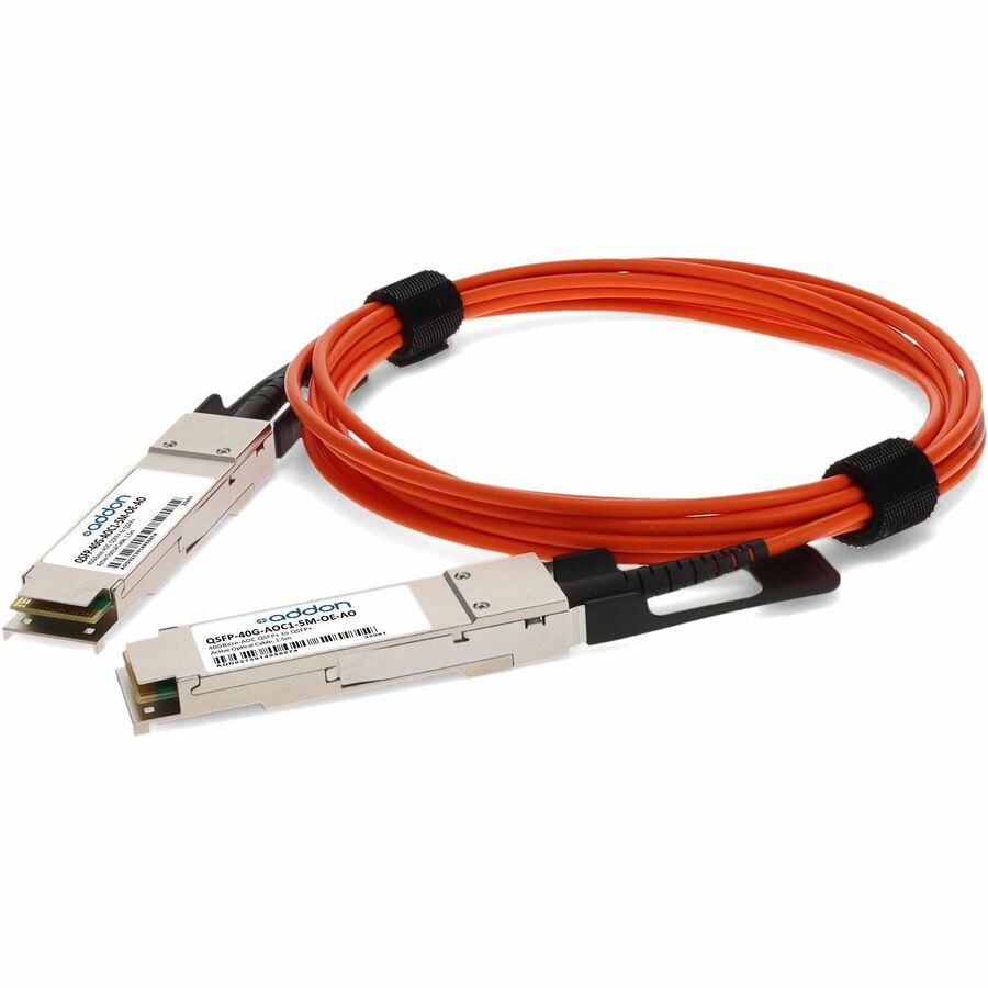 AddOn MSA and TAA Compliant 40GBase-AOC QSFP+ to QSFP+ Orange Active Optical Cable (850nm, MMF, 1.5m)