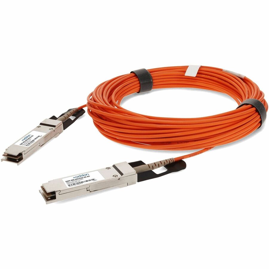 AddOn MSA and TAA Compliant 40GBase-AOC QSFP+ to QSFP+ Orange Active Optical Cable (850nm, MMF, 25m)
