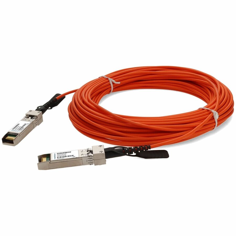 AddOn MSA and TAA Compliant 10GBase-AOC SFP+ to SFP+ Orange Active Optical Cable (850nm, MMF, 30m)