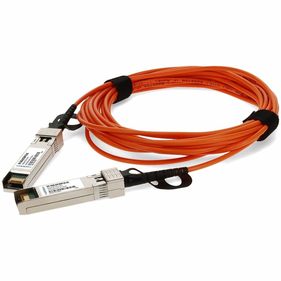 AddOn MSA and TAA Compliant 10GBase-AOC SFP+ to SFP+ OFNP (Plenum-rated) Orange Active Optical Cable (850nm, MMF, 3m)