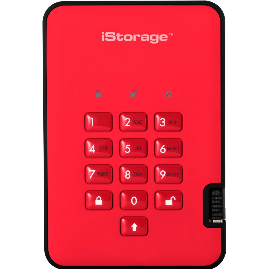 iStorage diskAshur2 8 TB Portable Rugged Solid State Drive - 2.5" External - Red - TAA Compliant