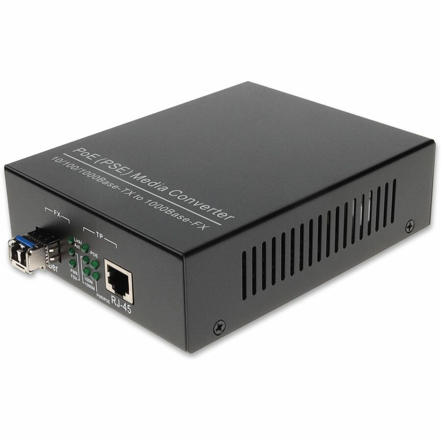 AddOn 10/100/1000Base-TX(RJ-45) to 1000Base-LX(LC) SMF 1310nm 10km POE Media Converter