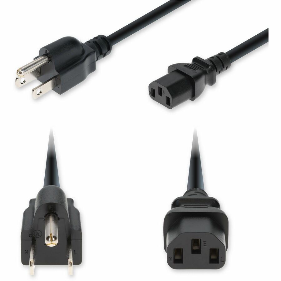 AddOn 10ft C13 Female to NEMA 5-15P Male 16AWG 100-250V at 10A Black Power Cable