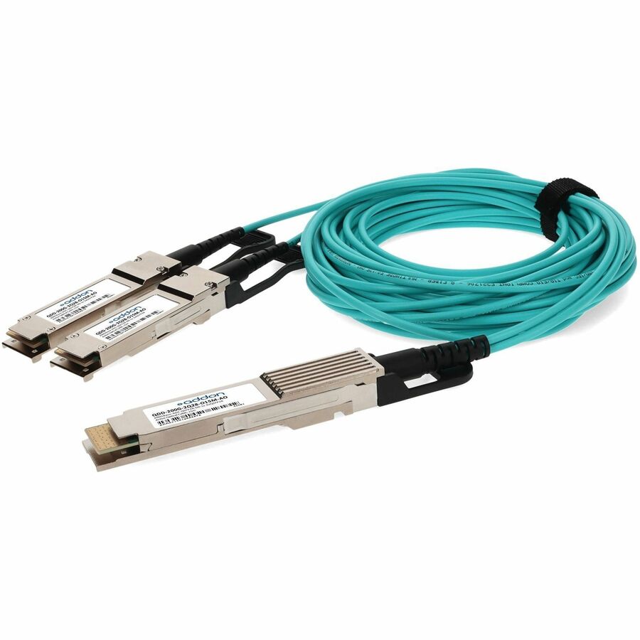 AddOn MSA and TAA Compliant 200GBase-AOC QSFP28-DD to 2xQSFP28 NRZ Active Optical Cable (850nm, MMF, 15m)
