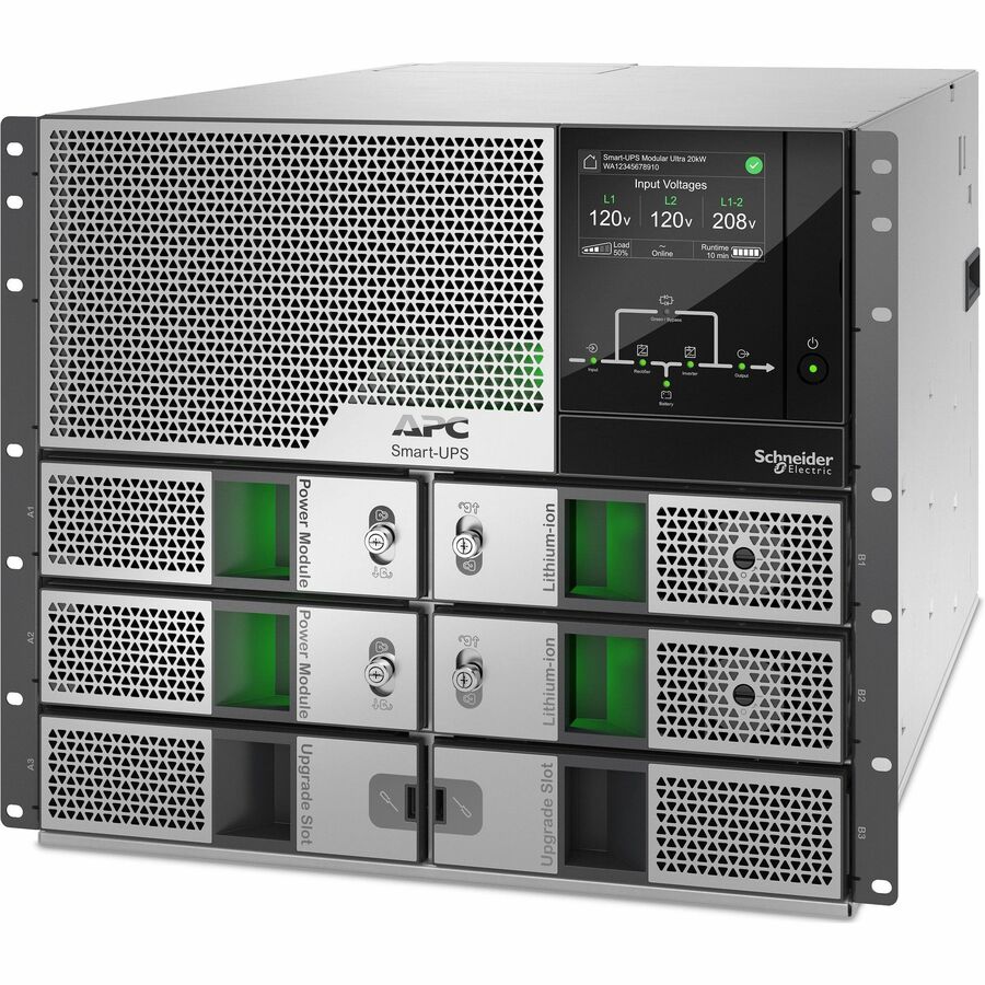 APC Smart-UPS Modular Ultra On-Line, 10kW scalable to 15kW, Lithium-ion, Rackmount 9U, 208/240V, Network Management, Extended runtime, W/rail kit