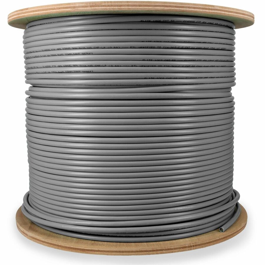 AddOn 1000ft Non-Terminated Gray CAT6A Shielded Plenum-Rated Solid Bulk Cable CAT 6A