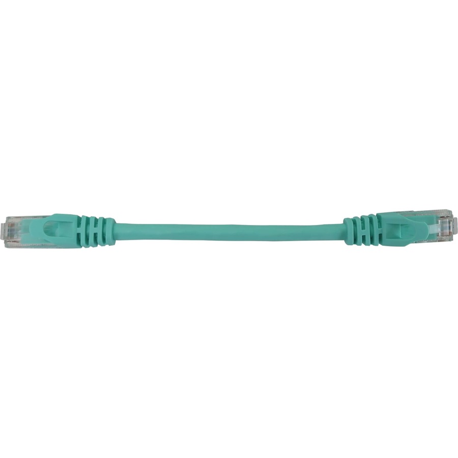 Eaton Tripp Lite Series Cat6a 10G Snagless Molded UTP Ethernet Cable (RJ45 M/M), PoE, Aqua, 6 in. (15 cm)