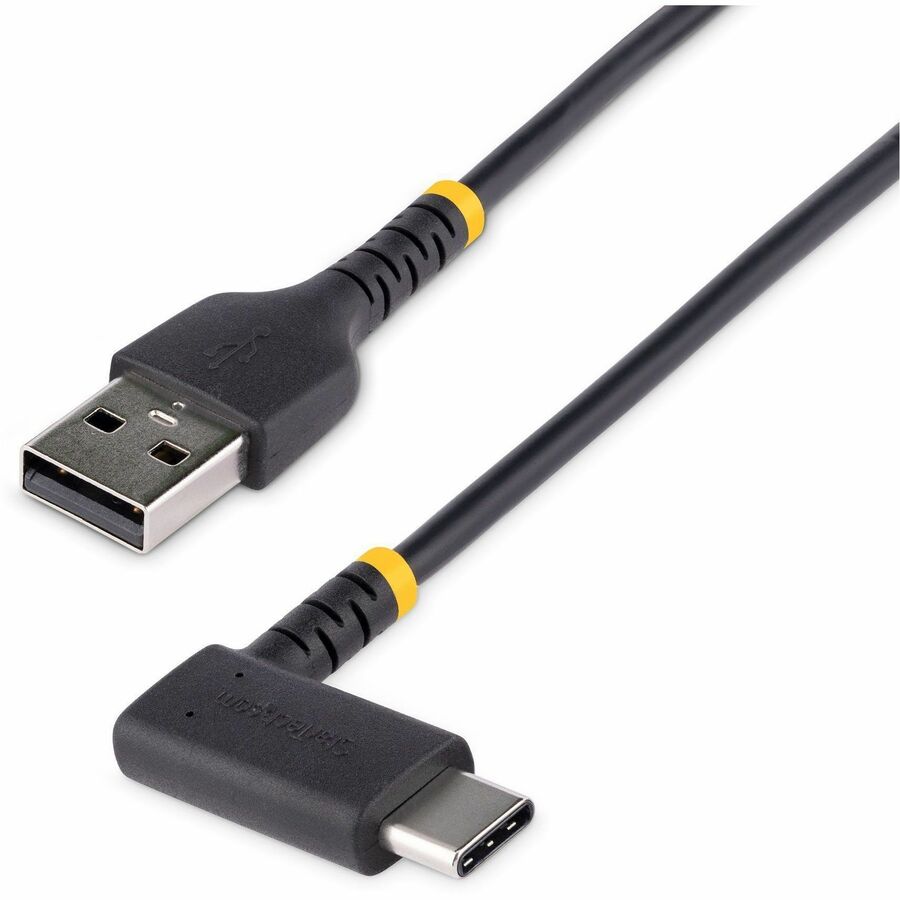 StarTech 3.3ft (1m) USB-A to USB-C Fast Charging Cable, Rugged, Right-Angled, Charge & Sync, 3A, USB 2.0, TPE Jacket and Aramid Fiber