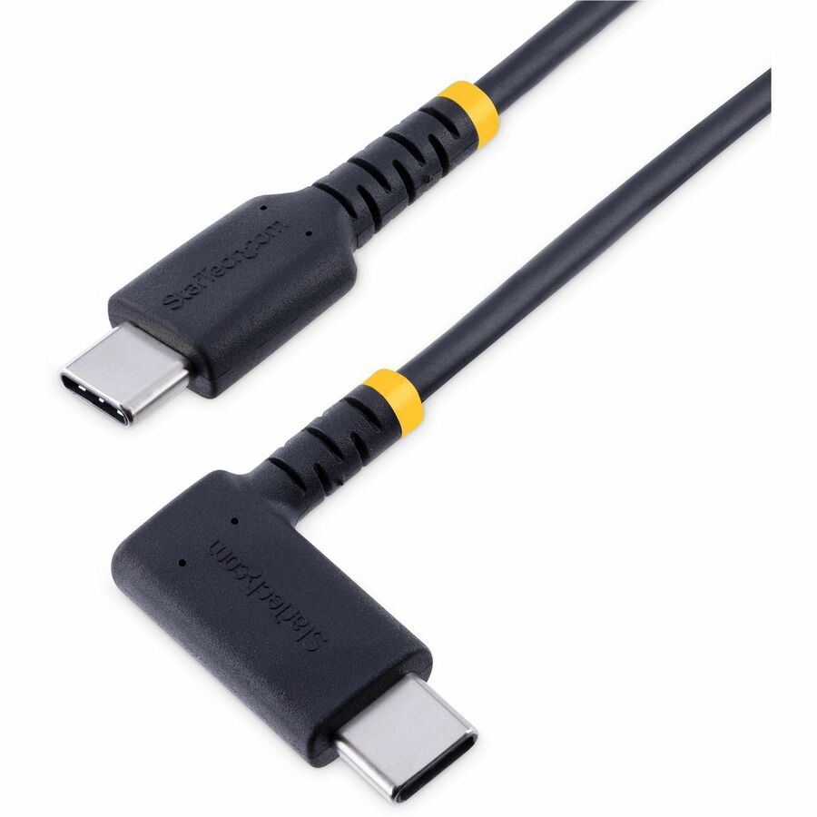 StarTech 1ft (30cm) USB-C Fast Charging Cable, Rugged, Right-Angled, Charge & Sync, 60W (3A) PD, USB 2.0, TPE Jacket and Aramid Fiber