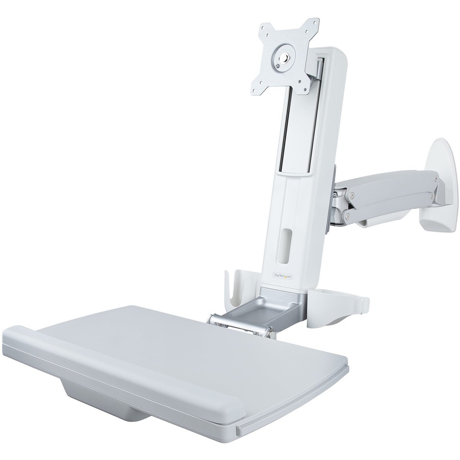 StarTech Wall Mount Workstation, Full Motion Sit Stand Desk w/ Height Adjustable VESA Monitor Arm 27"/17.6lb, TAA
