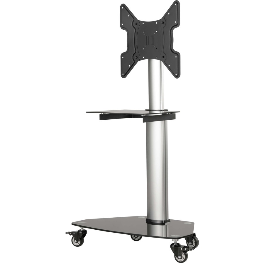 Eaton Tripp Lite Series Premier Rolling TV Cart for 32˘ to 55˘ Displays, Black Glass Base and Shelf, Locking Casters