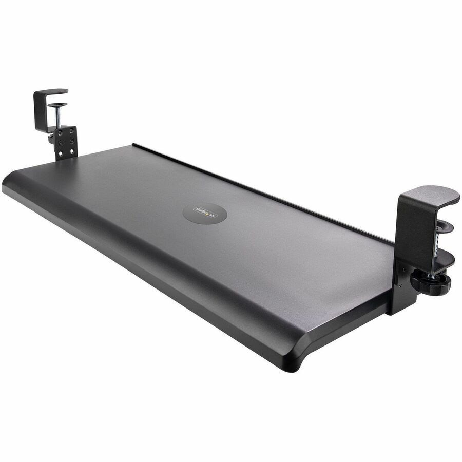 StarTech Under Desk Keyboard Tray, Clamp on Keyboard Holder, 12kg/26.5lb, Height Adjustable Ergonomic Sliding Keyboard Drawer, TAA