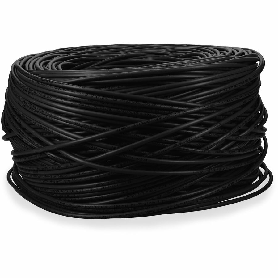 AddOn 1000ft Non-Terminated Black CAT6 Plenum-Rated Solid Bulk Cable TAA CAT 6
