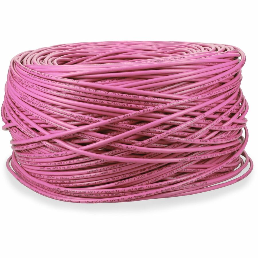 AddOn 1000ft Non-Terminated Pink CAT6 Plenum-Rated Solid Bulk Cable TAA CAT 6