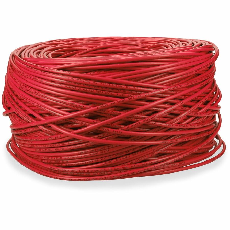 AddOn 1000ft Non-Terminated Red CAT6 Plenum-Rated Solid Bulk Cable TAA CAT 6