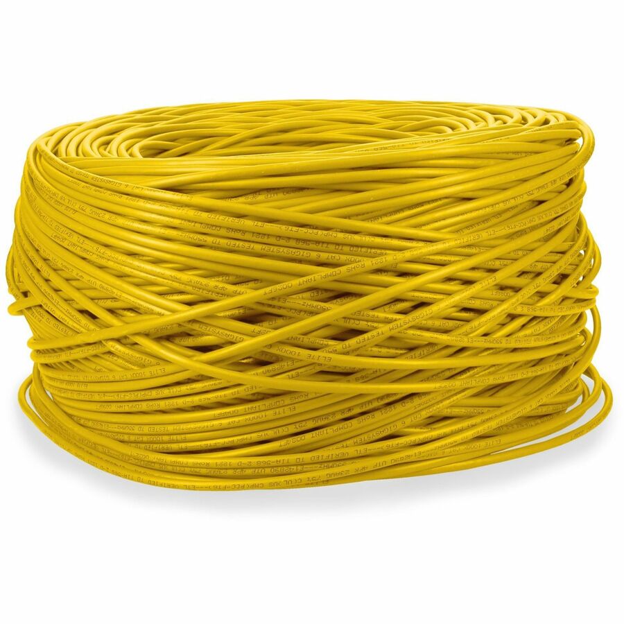 AddOn 1000ft Non-Terminated Yellow CAT6 Plenum-Rated Solid Bulk Cable TAA CAT 6