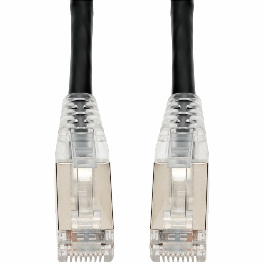 AddOn 100ft Black CAT6 Shielded PVC Ethernet Cable Snagless Easy Clear Boot TAA RJ-45 M/M CAT 6