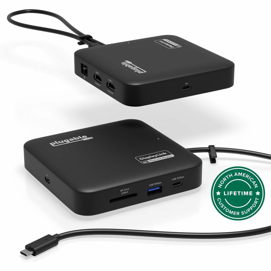Plugable 7-in-1 USB C Docking Station Dual Monitor - Dual HDMI Dock is Compatible with Mac and Windows