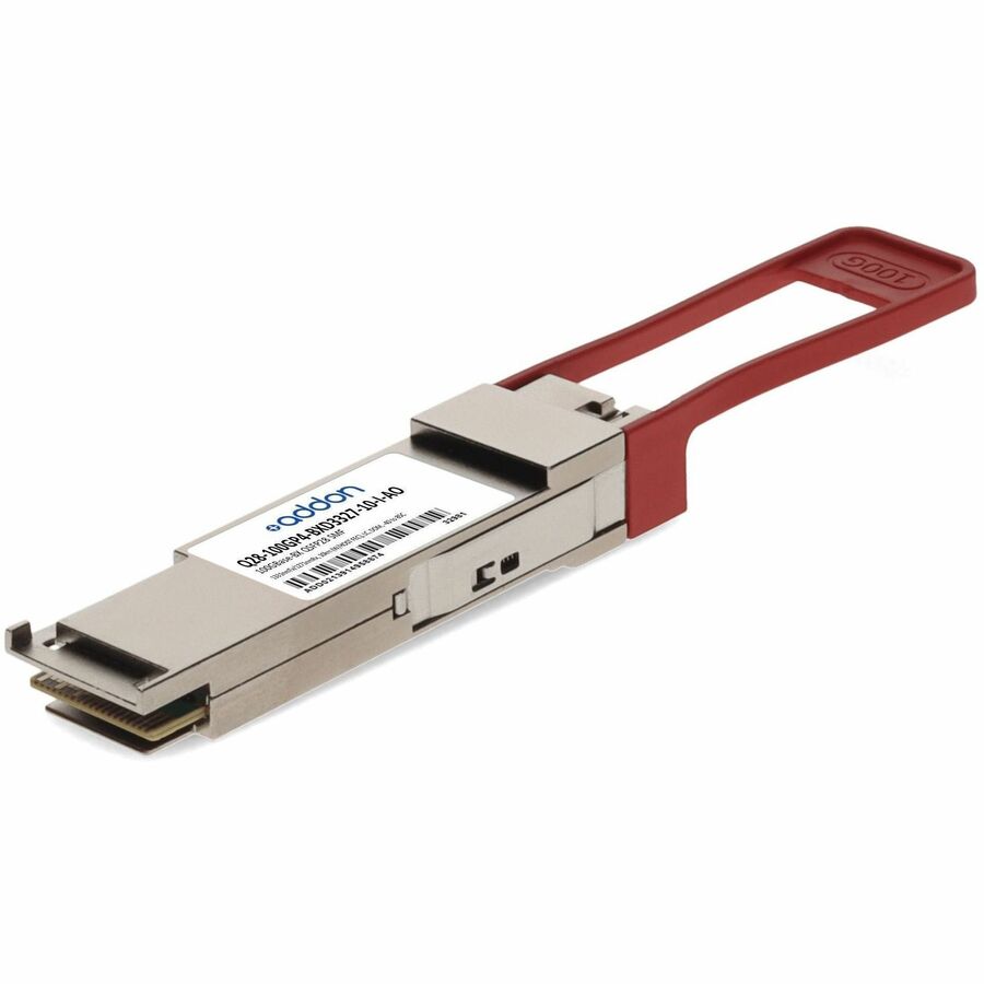 AddOn MSA and TAA 100GBase-BX PAM4 QSFP28 Transceiver Single Lambda (SMF, 1331nmTx/1271nmRx, 10km w/FEC, LC, DOM, -40 to 85C)