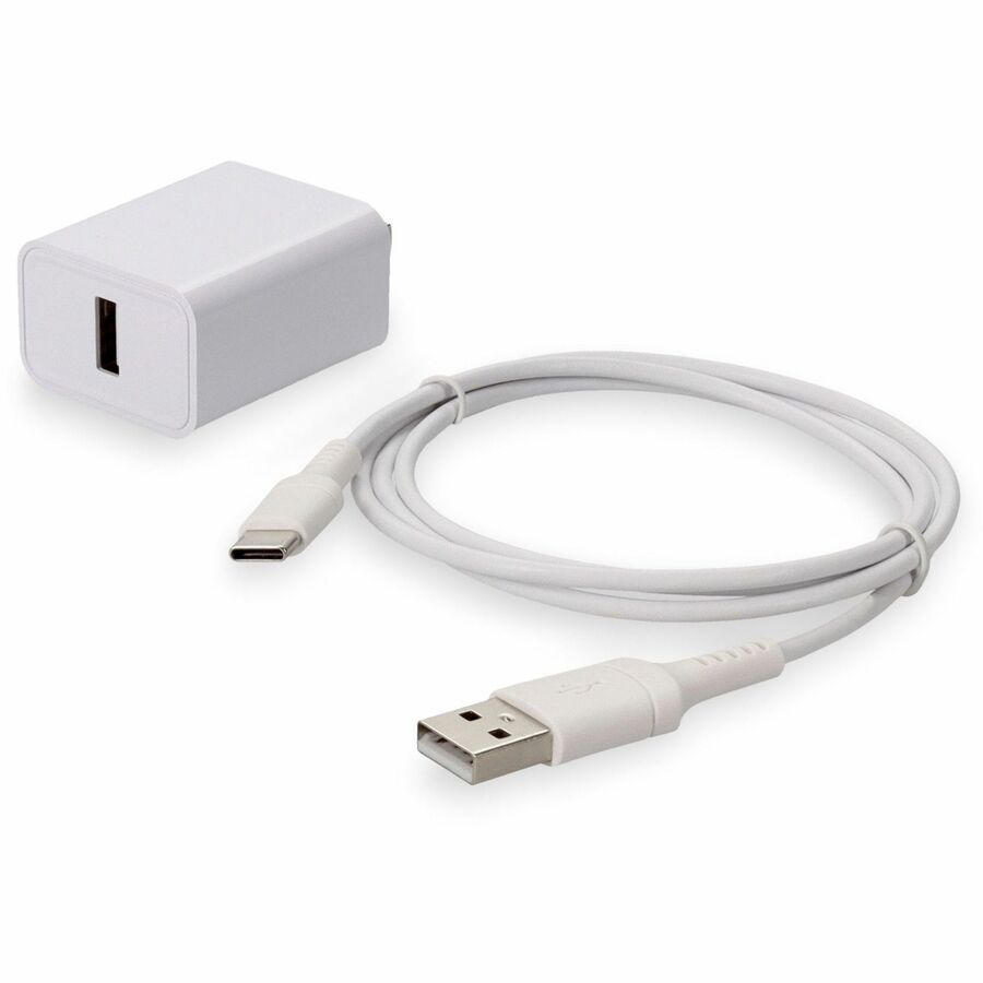 AddOn Wall Charger 1X USB-A 5V 1.8A with 1X 3FT USB A Male to USB C 2.0 Cable White
