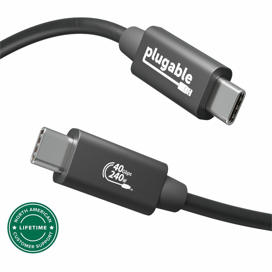 Plugable USB4 Cable with 240W Charging, 3.3 Feet (1M), USB-IF Certified