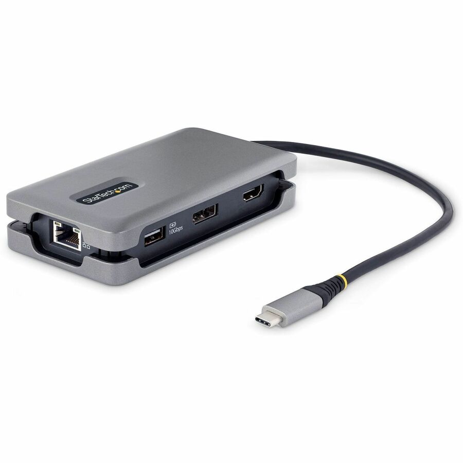 StarTech USB-C Multiport Adapter, 4K 60Hz HDMI/DP, 3-Port USB Hub, 100W PD Pass-Through, GbE, Mini Docking Station, 1ft/30cm Cable