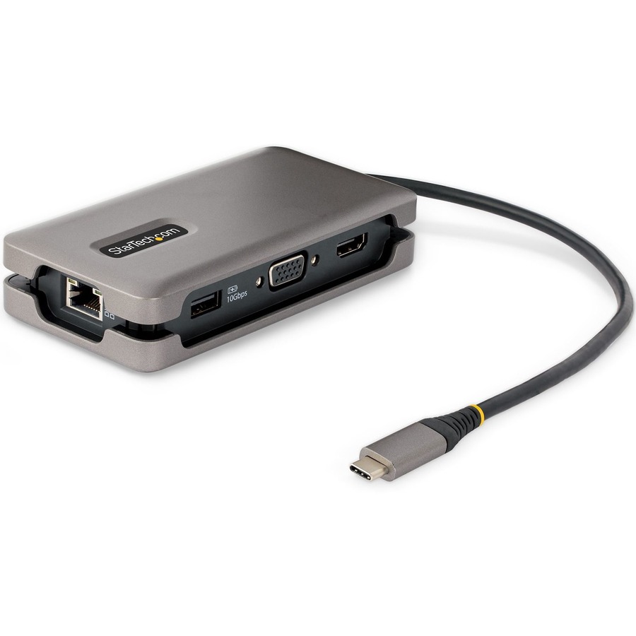 StarTech USB-C Multiport Adapter, HDMI/VGA, 4K 60Hz, 3-Port USB Hub, 100W PD Pass-Through, GbE, Mini Docking Station, 1ft/30cm Cable
