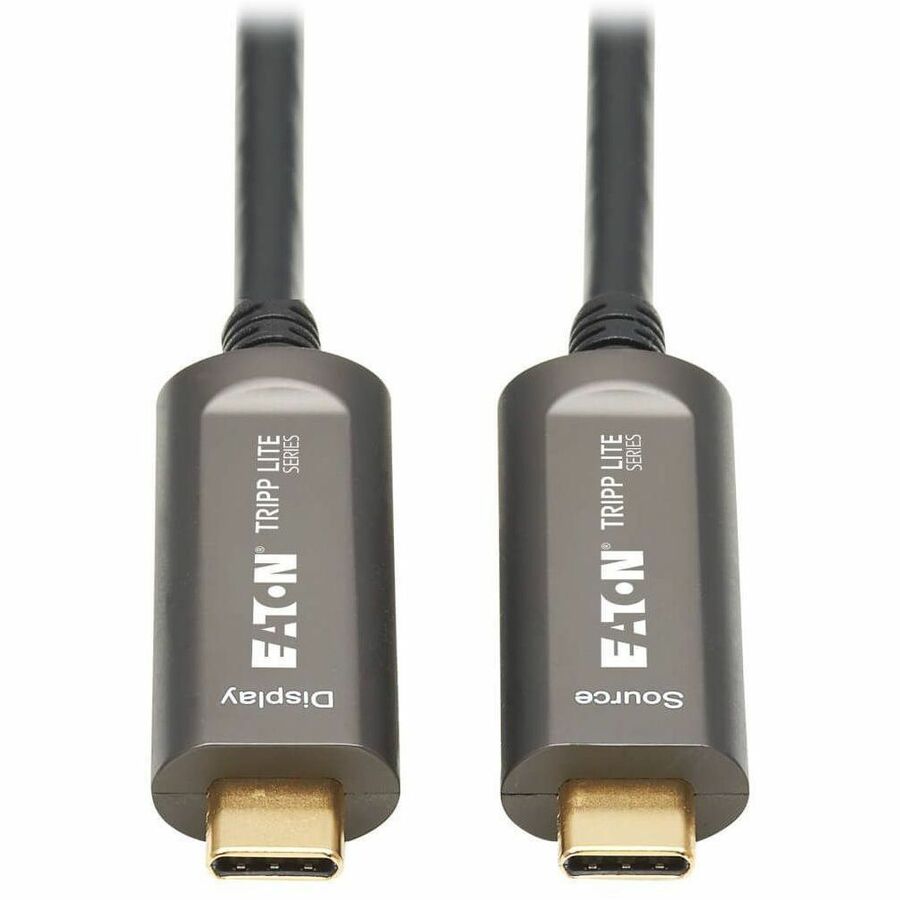 Tripp Lite by Eaton USB-C to USB-C Plenum-Rated Fiber Active Optical Cable (AOC) - 4K 60 Hz HDR 4:4:4 M/M Black 10 m (33 ft.)