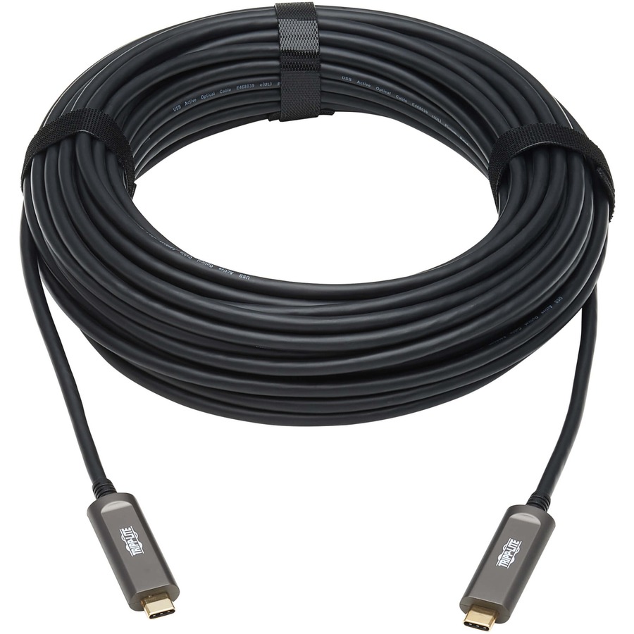 Eaton Tripp Lite Series USB-C AOC Cable (M/M) - USB 3.2 Gen 2 (10 Gbps) Plenum-Rated Fiber Active Optical Cable - Data Only, Black, 10 m (33 ft.)