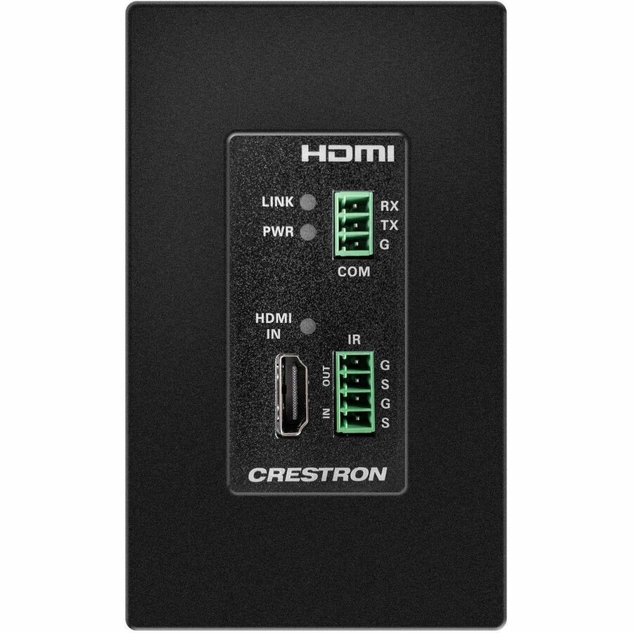 Crestron DM® Essentials 4K60 4:4:4 Transmitter for HDMI®, RS-232, and IR Signal Extension over CATx Cable, Wall Plate, Black