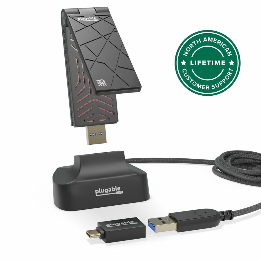 Plugable WiFi 6 USB WiFi Adapter for Desktop PC and Laptops, AX1800 USB 3.0 and USB C