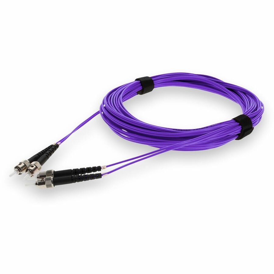 AddOn 10m ST to ST Purple OS2 Duplex OFNR (Riser-Rated) SMF (Single Mode) Fiber Patch Cable, 9/125