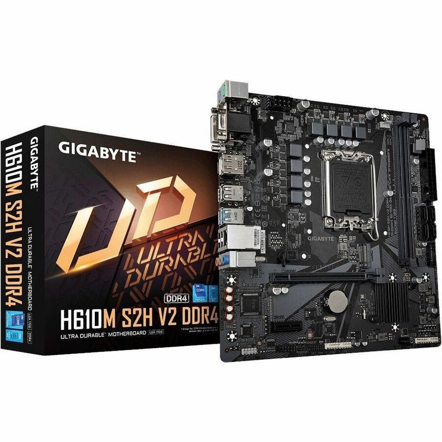 GIGABYTE Ultra Durable H610M S2H V2 DDR4 (rev. 1.0) Desktop Motherboard - Intel H610 Chipset - Socket LGA-1700 - Intel Optane Memory Ready - Micro ATX