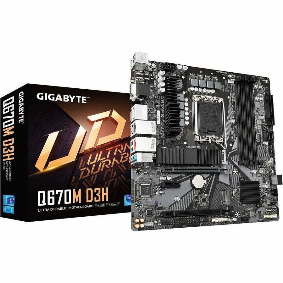 GIGABYTE Ultra Durable Q670M D3H Gaming Desktop Motherboard - Intel Q670 Chipset - Socket LGA-1700 - Micro ATX