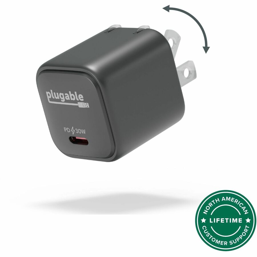 Plugable 30W USB-C GaN Charger - MagSafe-Compatible, Fast Charging for iPhone, iPad, Galaxy & USB-C Devices