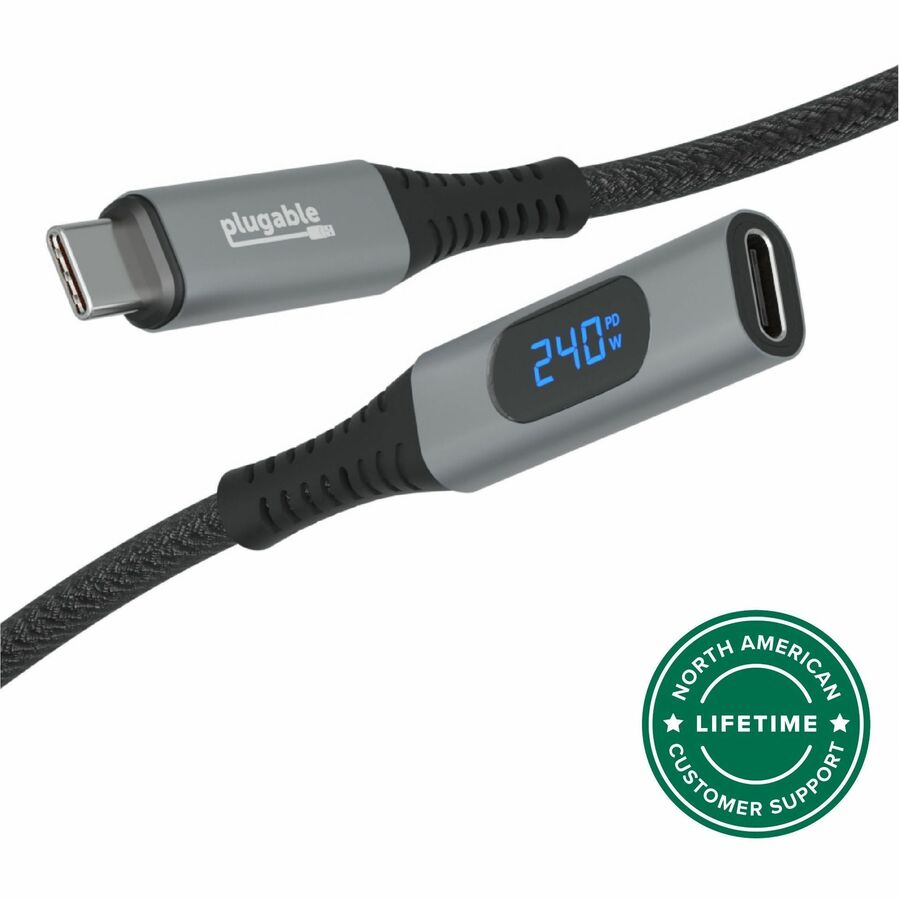 Plugable USB C Extension Cable 3.3 Ft, Digital Power Meter Tester for Monitoring USB-C Connections