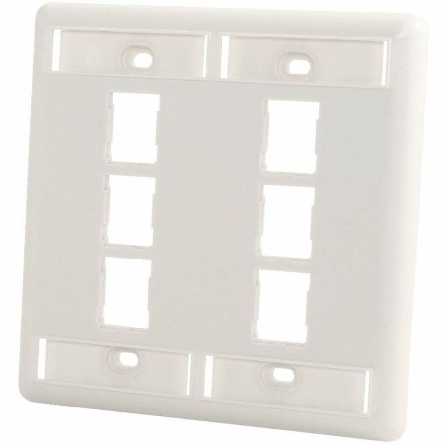 Ortronics HDJ 6 Port Double Gang Faceplate, Fog White, With Label Field