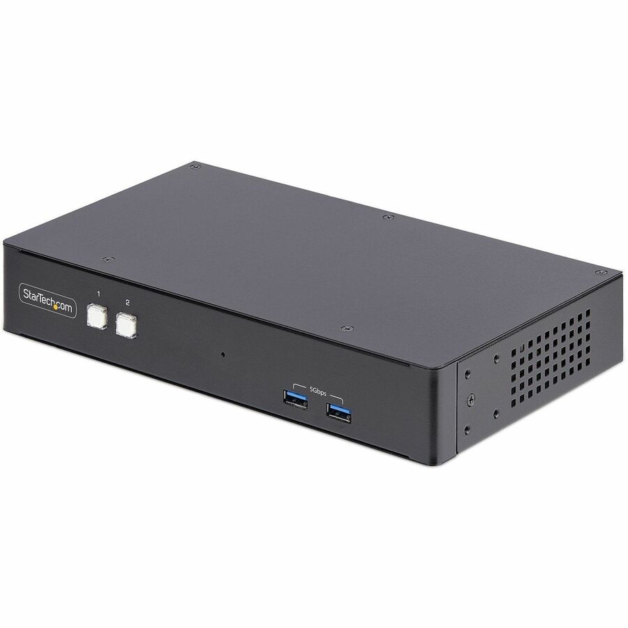 StarTech 2-Port Dual-Monitor DisplayPort KVM Switch, RS232 Serial Control, 4K 60Hz, 2x USB 5Gbps Hub Ports, TAA Compliant