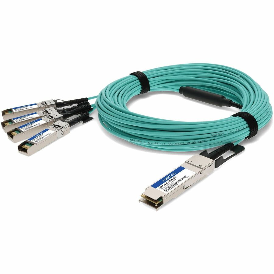 AddOn Arista Networks® Compatible TAA 40GBase-AOC QSFP+ to 4xSFP+ Active Optical Cable (850nm, MMF, 20m)