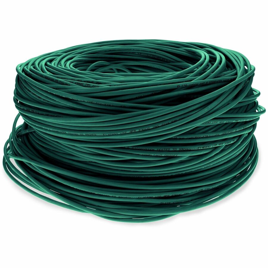 AddOn 1000ft Non-Terminated Green CAT6 Shielded PVC Solid Bulk Cable CAT 6