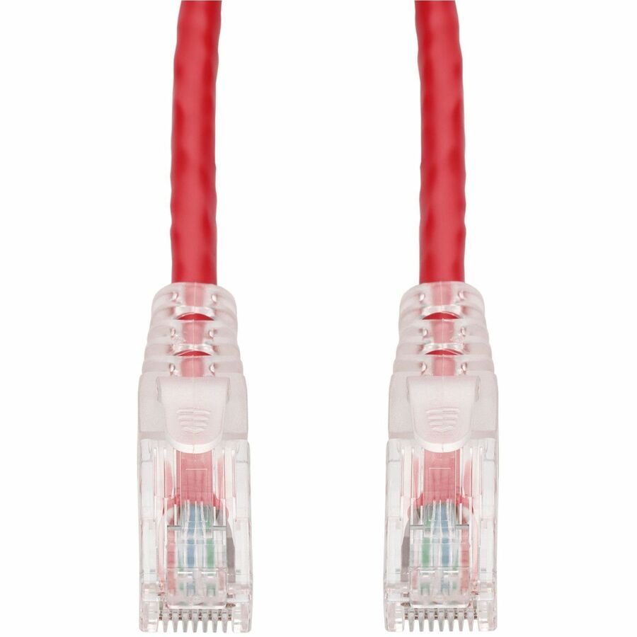 AddOn 100ft Red CAT6 PVC Ethernet Cable Snagless Easy Clear Boot TAA RJ-45 M/M CAT 6