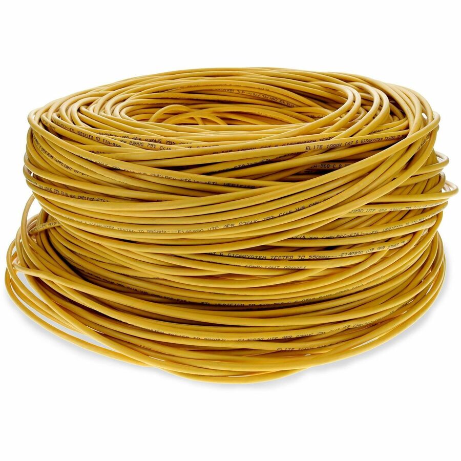 AddOn 1000ft Non-Terminated Yellow CAT6 Shielded PVC Solid Bulk Cable CAT 6