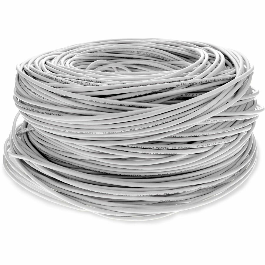 AddOn 1000ft Non-Terminated White CAT6 Shielded PVC Solid Bulk Cable CAT 6