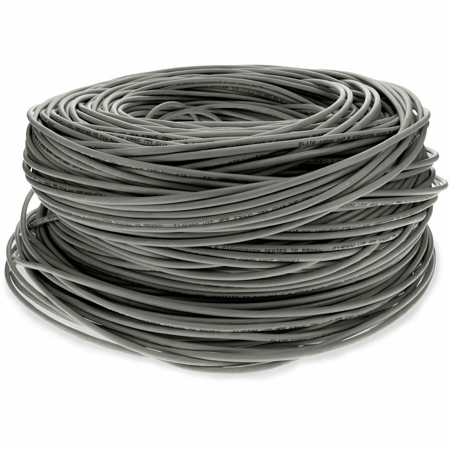 AddOn 1000ft Non-Terminated Gray CAT6 Shielded PVC Solid Bulk Cable CAT 6
