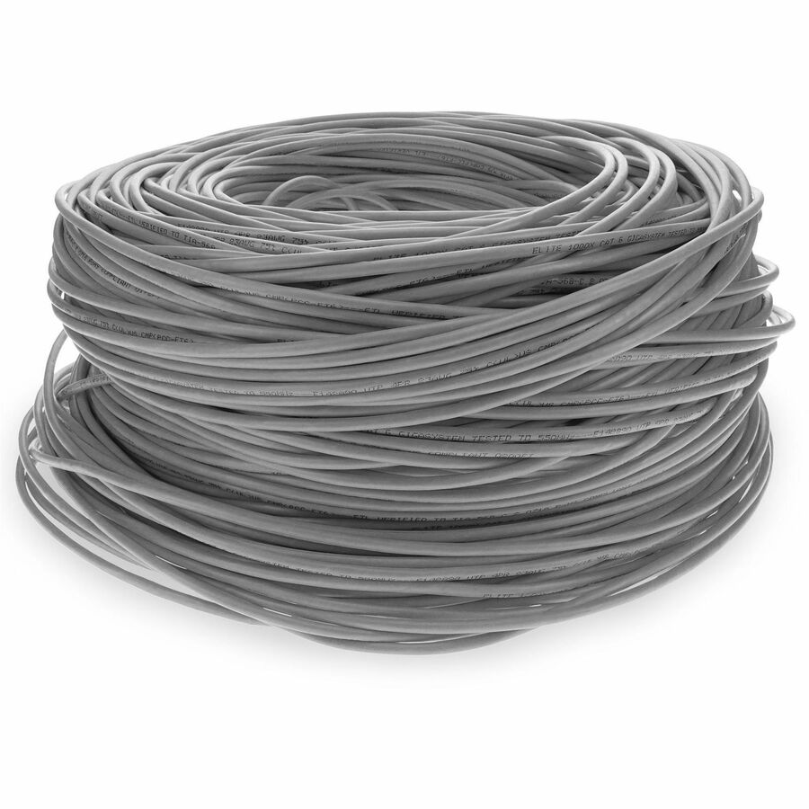 AddOn 1000ft Non-Terminated Gray CAT6 Shielded Plenum-Rated Solid Bulk Cable CAT 6