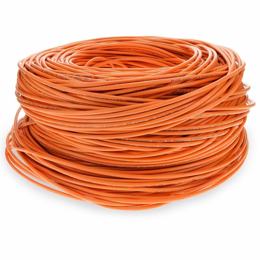 AddOn 1000ft Non-Terminated Orange CAT6 Shielded Plenum-Rated Solid Bulk Cable CAT 6